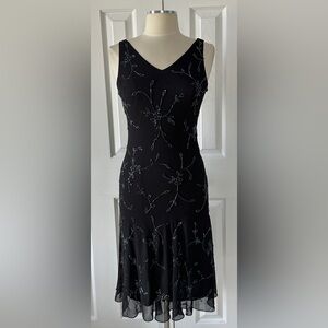 JKara Black Beaded Floral Evening Dress Size 6